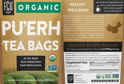 Label for Organic Pu'erh Tea Bags