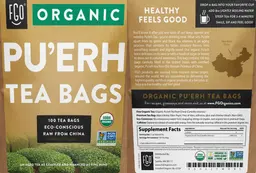 Label for Organic Pu'erh Tea Bags