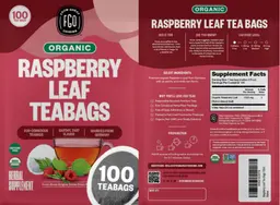 Label for Organic Raspberry Leaf Tea Bags