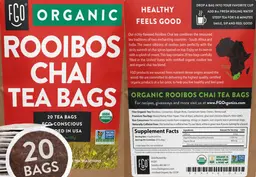 Label for Organic Rooibos Chai Tea Bags