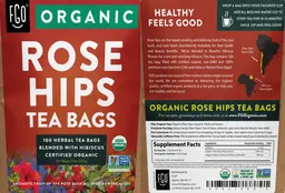 Label for Organic Rose Hips Tea Bags