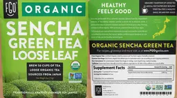 Label for Organic Sencha Green Tea Loose Leaf