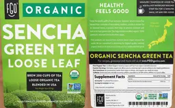 Label for Organic Sencha Green Tea Loose Leaf