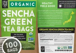 Label for Organic Sencha Green Tea Bags