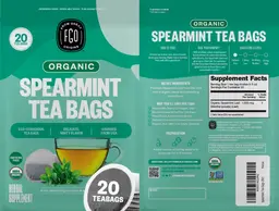Label for Organic Spearmint Tea Bags