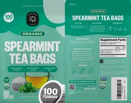 Label for Organic Spearmint Tea Bags