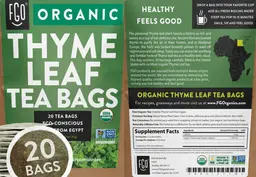 Label for Organic Thyme Leaf Tea Bags