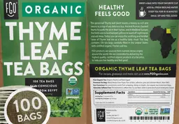 Label for Organic Thyme Leaf Tea Bags