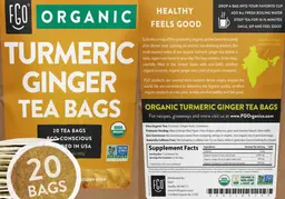 Label for Organic Turmeric Ginger Tea Bags