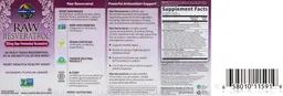 Label for Raw Resveratrol 350 mg
