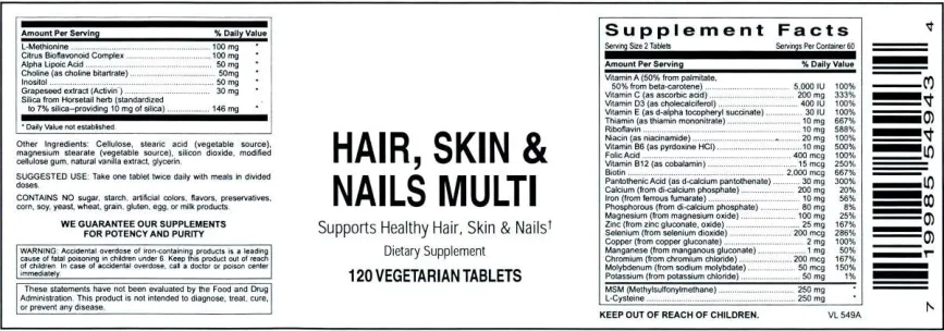 Label for Hair, Skin & Nails Multi