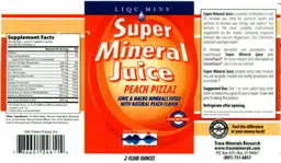 Label for Super Mineral Juice Peach Pizzaz