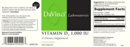 Label for Vitamin D3 1,000 IU