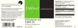 Label for Vitamin D3 5,000 IU