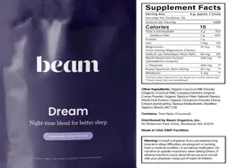 Label for Dream Cinnamon Cocoa Flavor