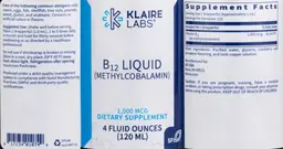 Label for B12 Liquid 1,000 mcg