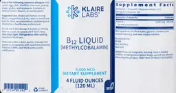 Label for B12 Liquid 5,000 mcg