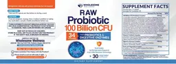 Label for Raw Probiotic 100 Billion CFU