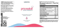 Label for Prenatal Core Minerals