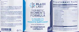Label for Ther-Biotic Women's Formula
