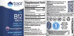 Label for Ionic B12 1000 mcg Natural Grape Flavor