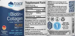 Label for Ionic Biotin + Collagen 75,000 mcg Strawberry Mango
