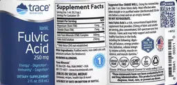 Label for Ionic Fulvic Acid 250 mg