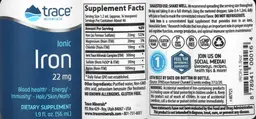 Label for Ionic Iron 22 mg