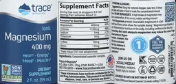 Label for Ionic Magnesium 400 mg