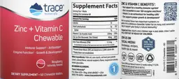 Label for Zinc + Vitamin C Chewable Raspberry