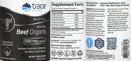 Label for Grass-Fed Beef Organs 500 mg