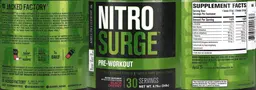 Label for Nitrosurge Pre-Workout Black Cherry
