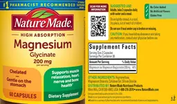 Label for Magnesium Glycinate 200 mg