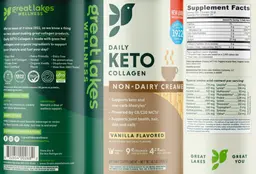 Label for Daily Keto Collagen Vanilla Flavored