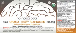 Label for Chaga Mushroom Extract Capsules 500 mg