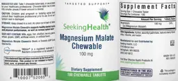 Label for Magnesium Malate Chewable 100 mg