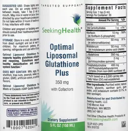 Label for Optimal Liposomal Glutathione Plus 350 mg with Cofactors
