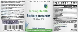 Label for Probiota HistaminX 10 Billion CFU