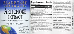 Label for Artichoke Extract 500 mg