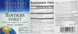 Label for Full Spectrum Hawthorn Extract 550 mg