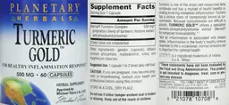 Label for Turmeric Gold 500 mg