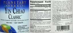 Label for Yin Chiao Classic 450 mg