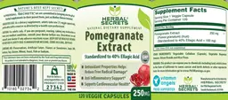 Label for Pomegranate Extract 250 mg