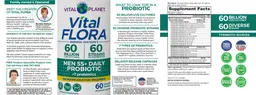 Label for Vital Flora Men 55+ Daily Probiotic Shelf Stable