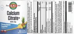 Label for Calcium Citrate+ 500 mg Mixed Fruit