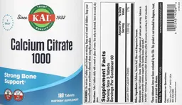 Label for Calcium Citrate 1000