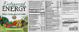 Label for Enhanced Energy Once Daily Whole Food Multivitamin