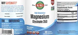 Label for High Absorption Magnesium Glycinate 350