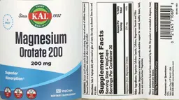 Label for Magnesium Orotate 200