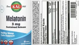 Label for Melatonin 3 mg Sustained Release